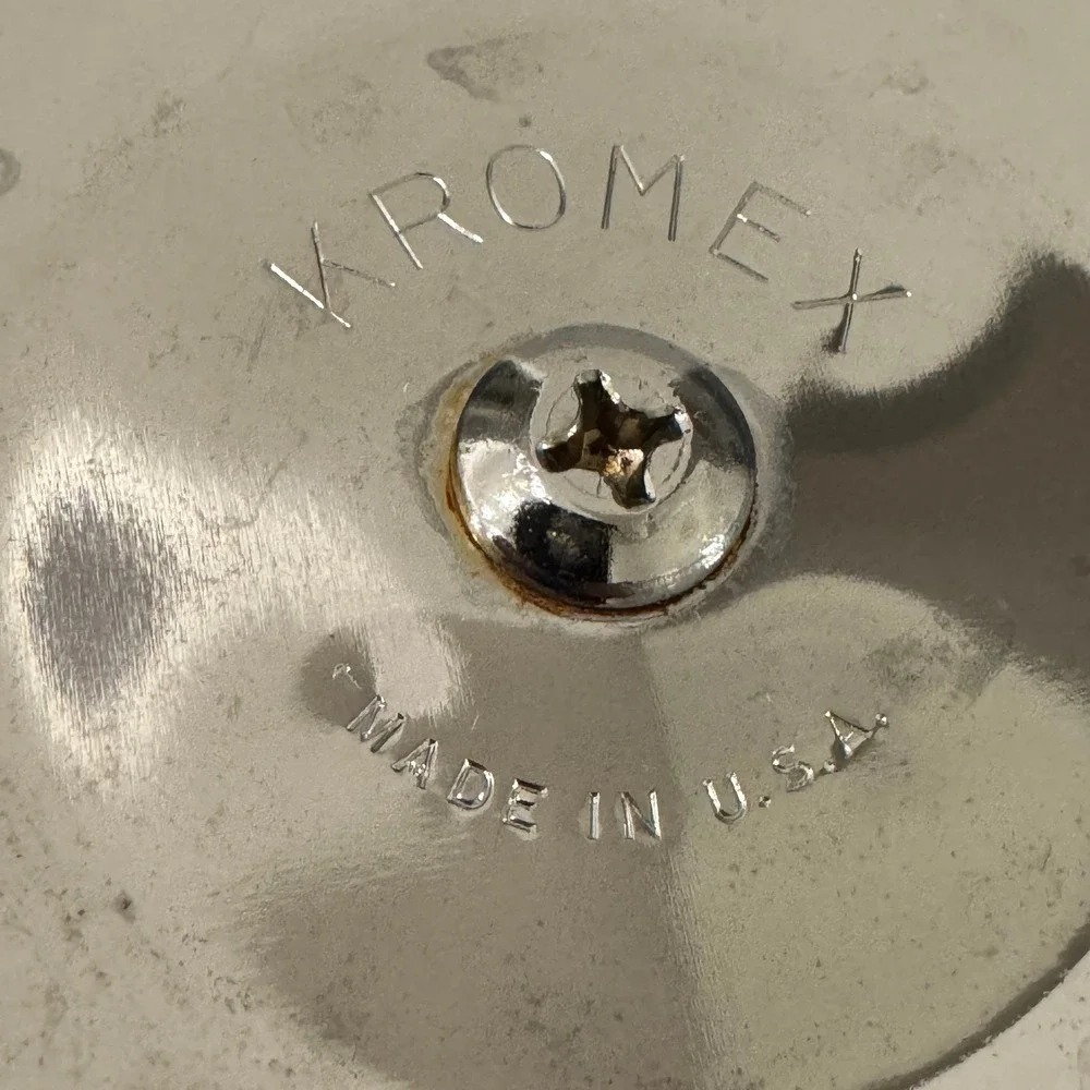 Vintage Kromex Ice Bucket Faux Wood Grain Chrome Mid‎ Century Modern Made in USA